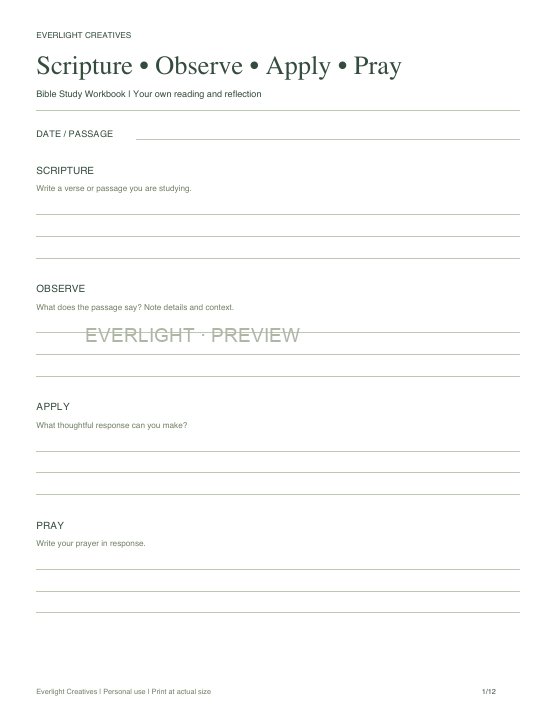 First page preview of Bible Study Workbook