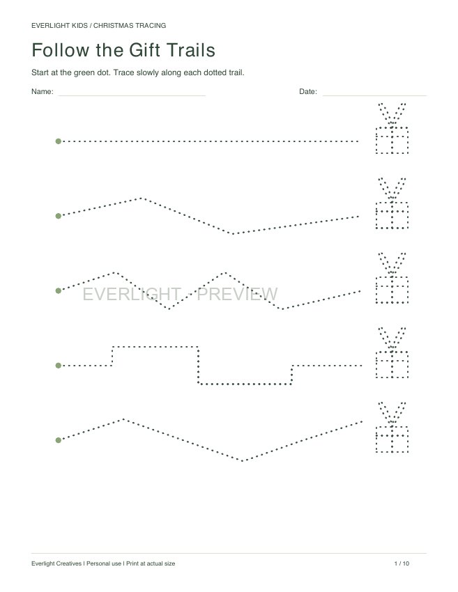 First page preview of Christmas Tracing Activities — 10 Pages