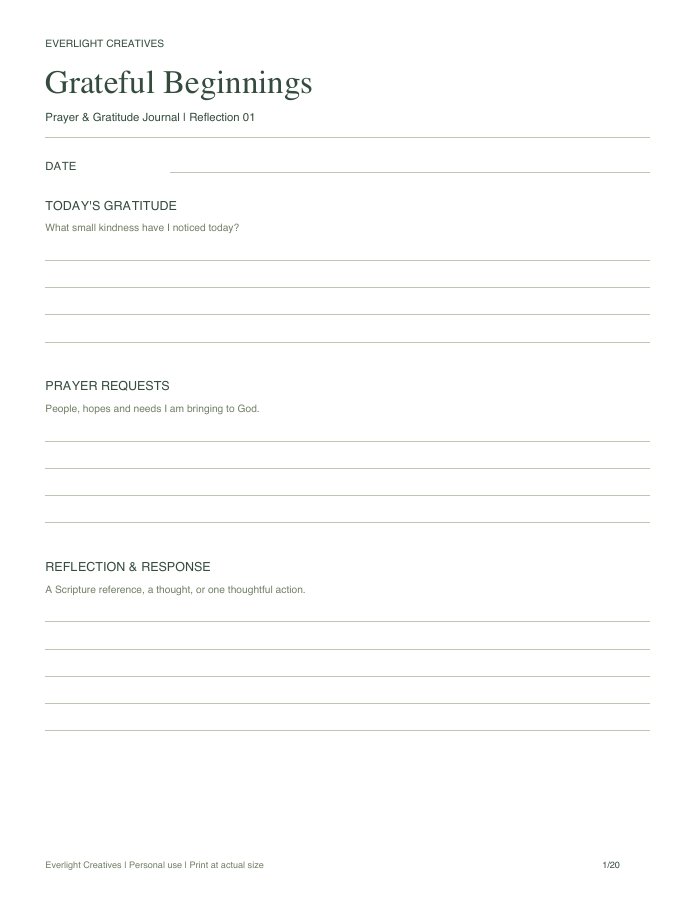 Preview of Free Prayer & Gratitude Page