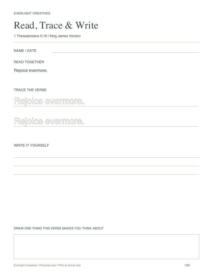 Preview of Free Scripture Tracing Sheet