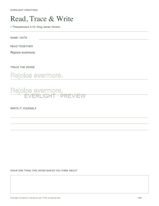 First page preview of Kids’ Scripture Tracing Pack